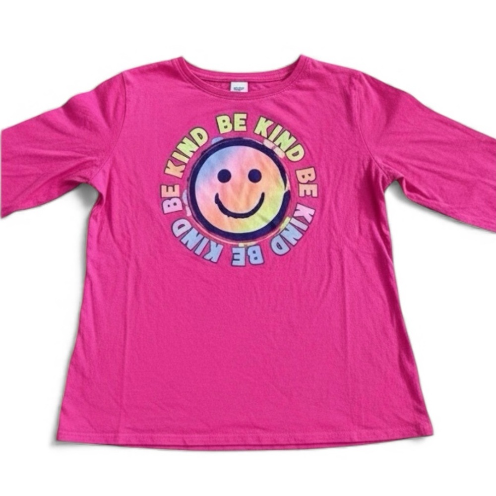 Girls Long Sleeve Graphic Tee – “Be Kind” Smiley Face – Size XXL (16)
